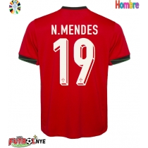 Camiseta Portugal Nuno Mendes #19 Primera Equipación Eurocopa 2024 manga corta